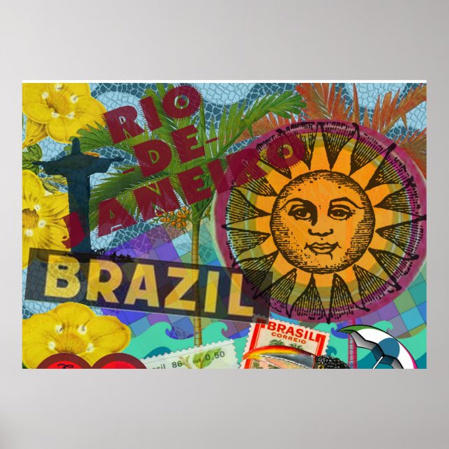 Póster Brasil: Collage Sun Sudamérica (Frente)