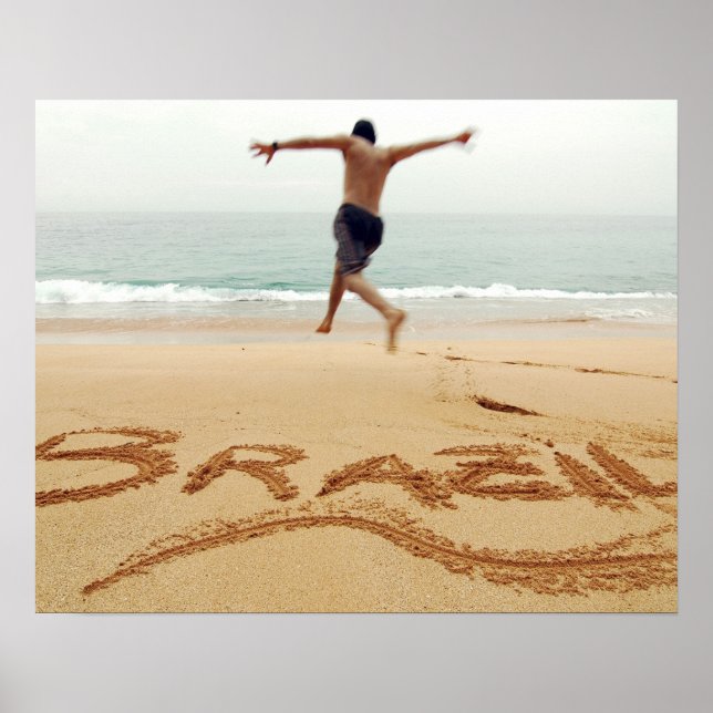 Póster BRASIL. Hombre barechest vestido con traje de baño (Frente)