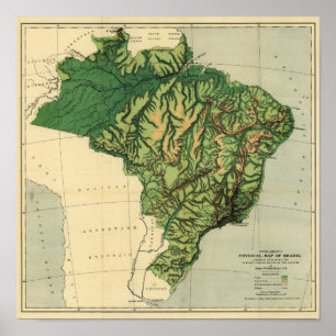 Póster Brasil: Mapa Panorámico FísicoBrasil