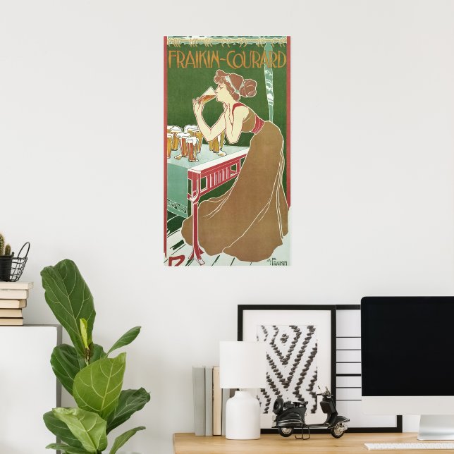 Póster Brasserie de estilo Art Nouveau de época Fraikin-C (Oficina en casa)