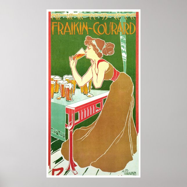 Póster Brasserie Fraikin Courard 1900 ~ Anuncio de época (Frente)
