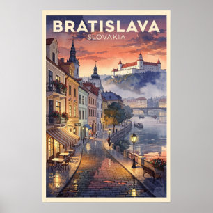 Póster Bratislava Eslovaquia Viaje Vintage