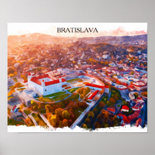 Póster Bratislava histórica Eslovaquia - Horizonte al acu