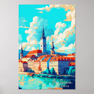 Póster Bratislava ilustracion de viaje vintage