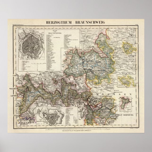 Póster Braunschweig y Wolfenbutte Alemania (Frente)