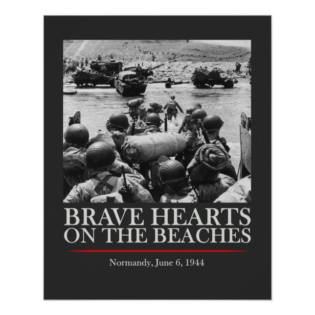 Póster Brave Hearts On The Beaches - WW2 D-day (Anverso)