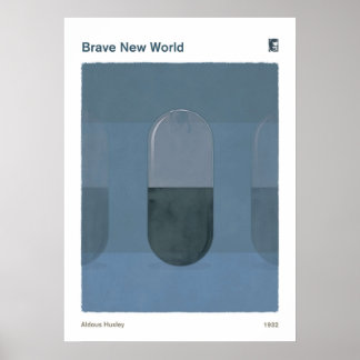 Póster Brave New World Aldous Huxley Dystopian Social Sci