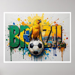 Póster Brazil Football Citiscape Oil Painting StylePoster