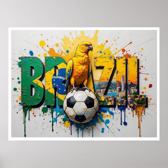 Póster Brazil Football Citiscape Oil Painting StylePoster (Frente)