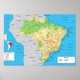 Póster " Brazil: Physical MAP ...