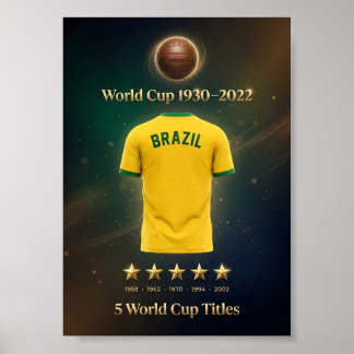 Póster Brazil World Cup 5-Time Champions Poster | Seleção