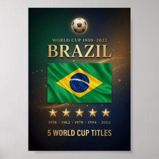 Póster Brazil World Cup Champions Poster | 5-Time Victory