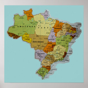 Póster Brazilian Map Poster