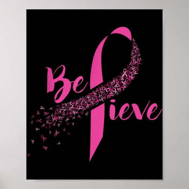 Póster Breast Cancer Awareness Insrational Believe  (Frente)