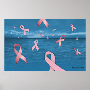 Póster Breast Cancer Awareness Ribbons In the Sky Poster