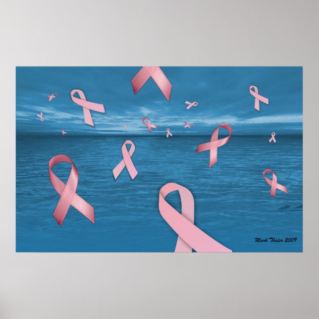Póster Breast Cancer Awareness Ribbons In the Sky Poster (Frente)