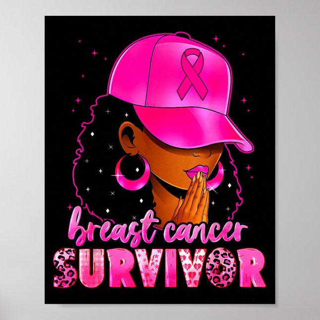 Póster Breast Cancer Survivor Black Women Afro African Ch (Frente)
