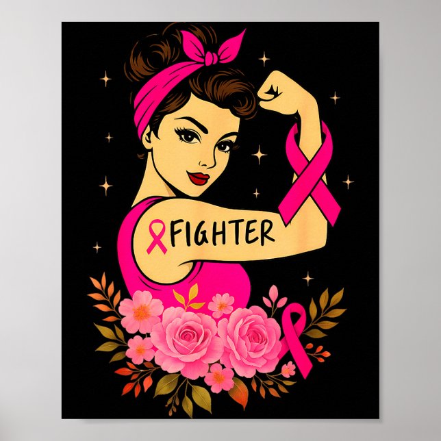 Póster Breast Cancer Survivor Rosie Riveter Nk Awareness  (Frente)