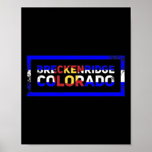 Póster Breckenridge Colorado State Flag Retro Mountain Sk