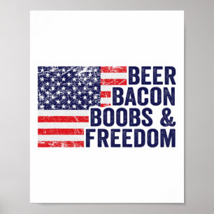 Póster Breer Bycon Breast Y Freedom - Funny Bandera Estad