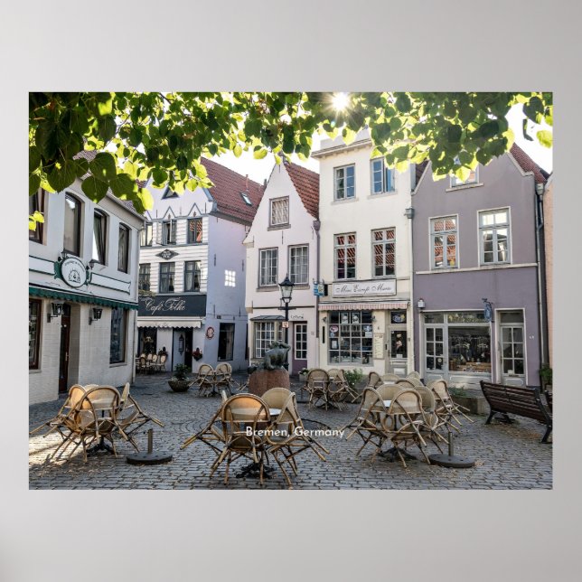 Póster Bremen, Alemania, centro histórico, (Frente)