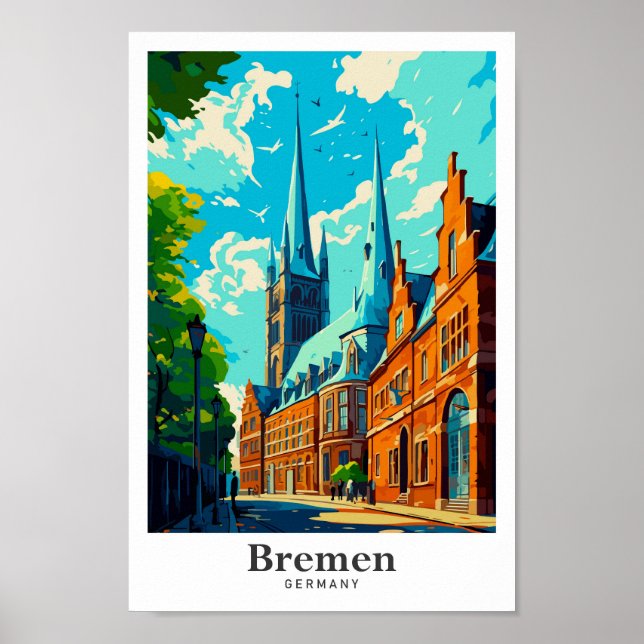 Póster Bremen Alemania Viaje de época Retrato (Frente)