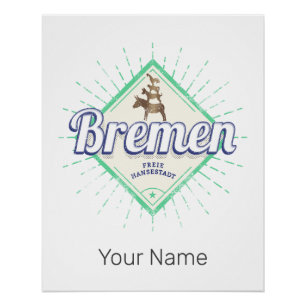 Póster Bremen City Alemania Ciudad Retro Ciudad Música Vi