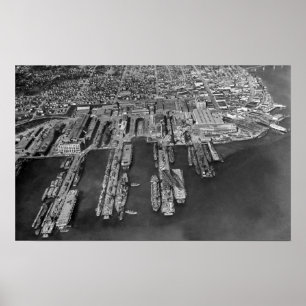 Póster Bremerton, opinión aérea de WA de muelles de la
