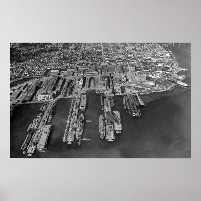 Póster Bremerton, WA Aerial View of Navy Docks (Frente)