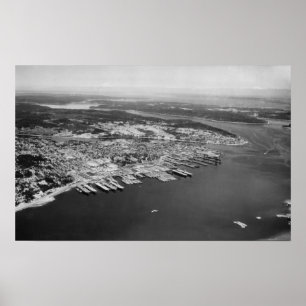 Póster Bremerton, WA - vista aérea de la fotografía de la