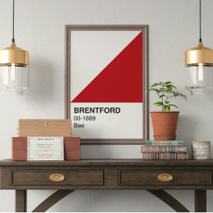 Póster Brentford Bee Red and White - Ancho completo