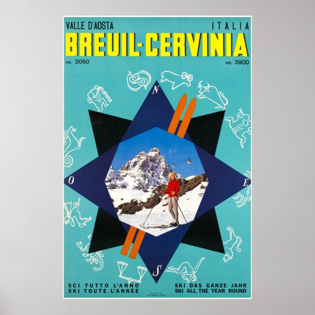 Póster Breuil-Cervinia, Valle de Aosta Italia, Poster de  (Frente)