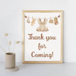 Póster Brewing Coffee Baby Shower Thank You Sign