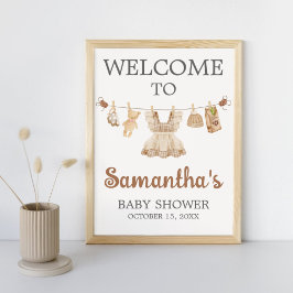 Póster Brewing Coffee Baby Shower Welcome Sign
