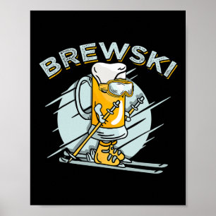 Póster Brewski - Cerveza De Esquí Para Deportes De Invier