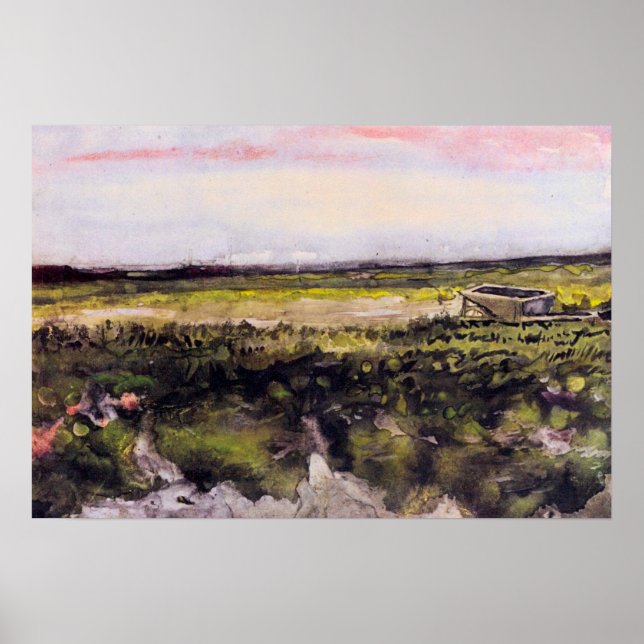 Póster Brezo con carretilla de Vincent van Gogh (Frente)