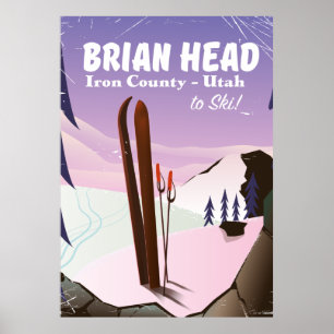 Póster Brian Head, Iron County Utah, poster de esquí de l