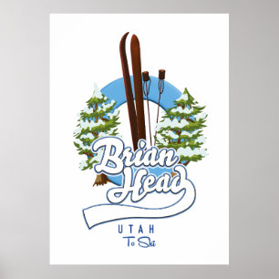 Póster Brian Head Utah para esquiar logo