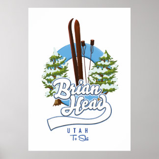 Póster Brian Head Utah para esquiar logo