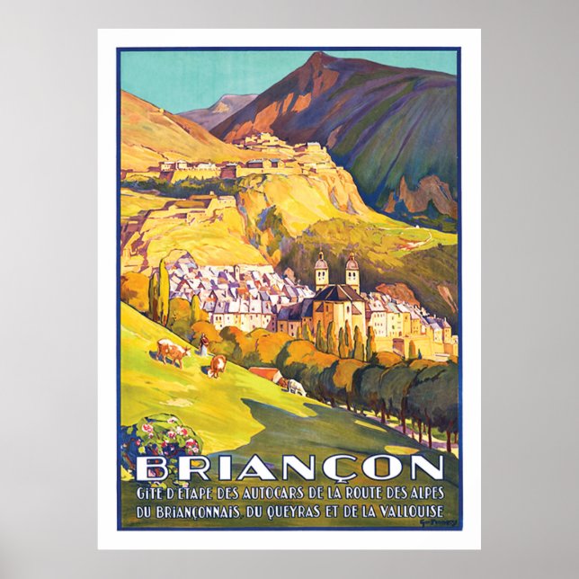 Póster Briançon, bella ciudad de Alpes franceses, Francia (Frente)