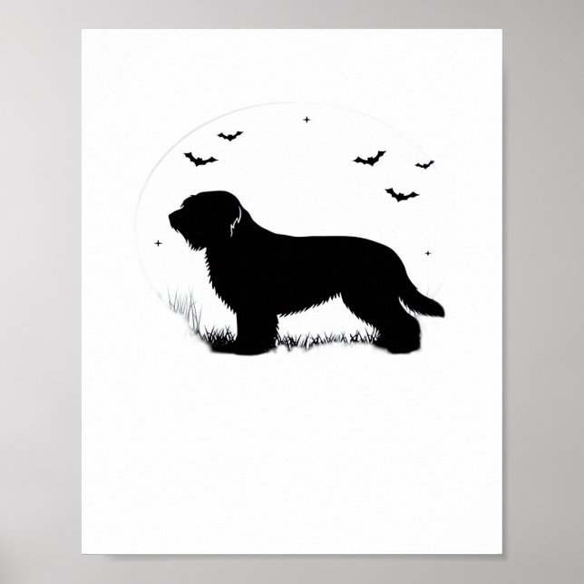 Póster Briard Dog - Silueta Luna de Halloween sobredimens (Frente)