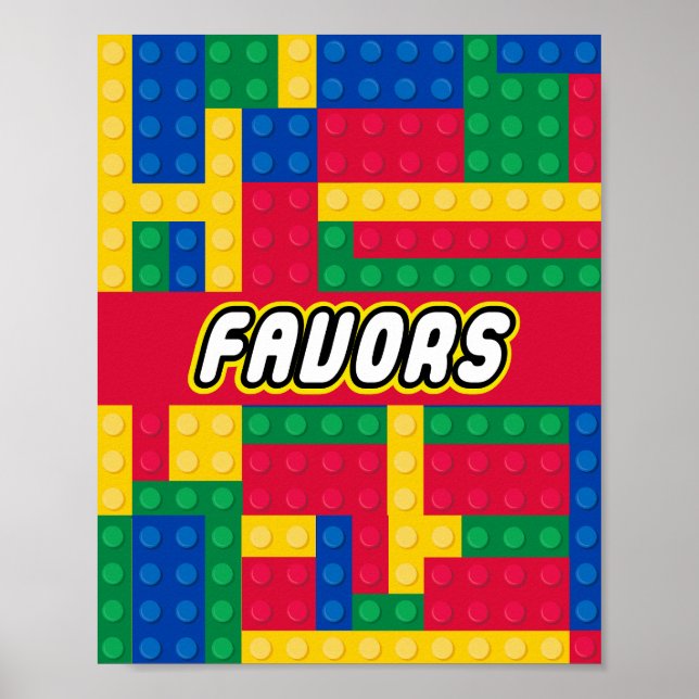 Póster Brick Builder  Birthday Party FAVOR SIGN (Frente)