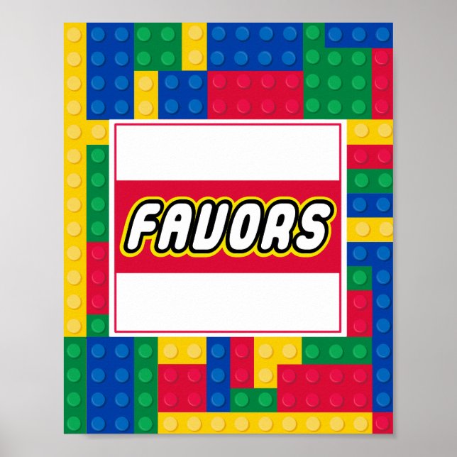 Póster Brick Builder  Birthday Party FAVOR SIGN (Frente)