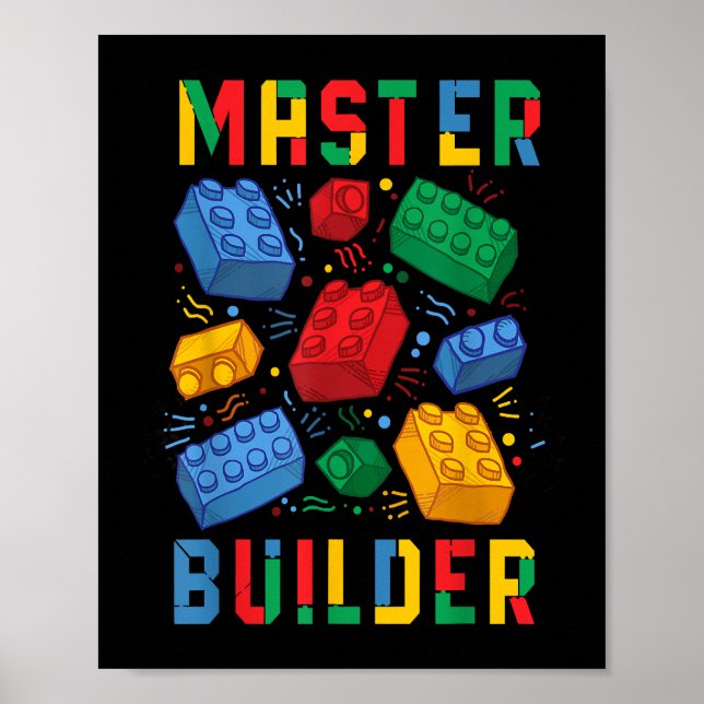 Póster Brick Builder Funny Blocks Building Master Builder (Frente)