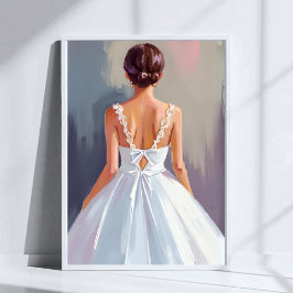 Póster Bridal Gown | White Lace Dress Watercolor