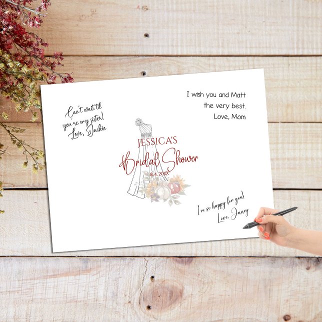 Póster Bridal Shower Autumn Script Alternative Guest Book (Subido por el creador)