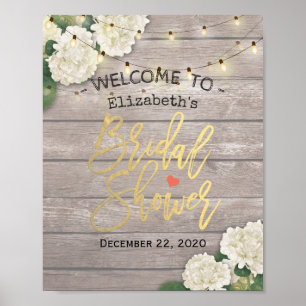 Póster Bridal Shower Bienvenidos Flores de Madera Ilumina