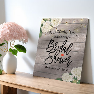 Póster Bridal Shower Bienvenidos Flores de Madera Ilumina