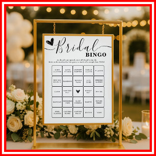 Póster Bridal Shower Bingo Boda Elegante Caligrafía