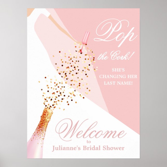 Póster Bridal Shower Blush Pink Welcome Poster (Frente)